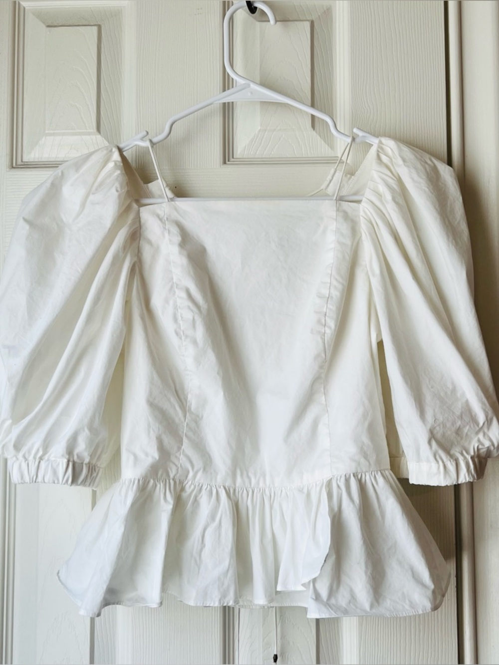 Ulla Johnson White Puff-Sleeve Peplum Top